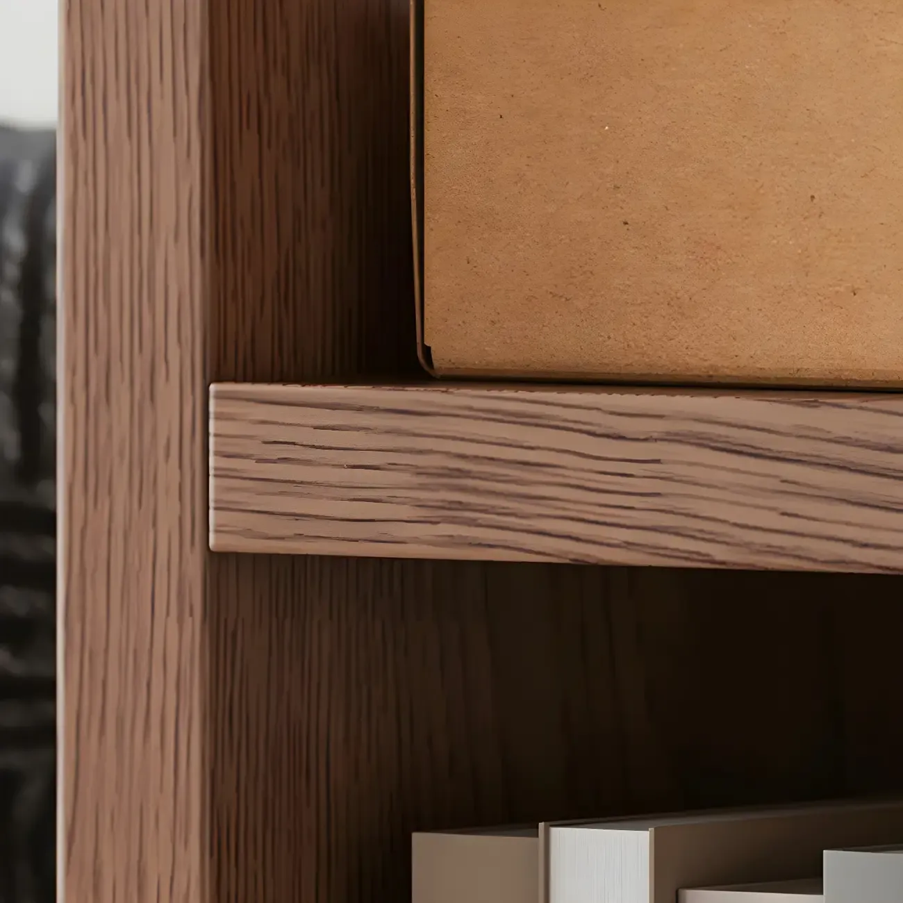 Mid-Century Nut-Brown Wood 5-Tier Bookcase on Wheels