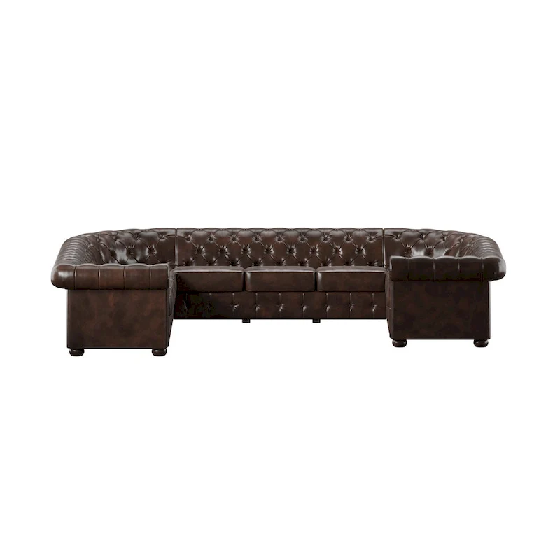 Tufted U-Shaped Sectional Sofa 10-Seater with Scroll Arms