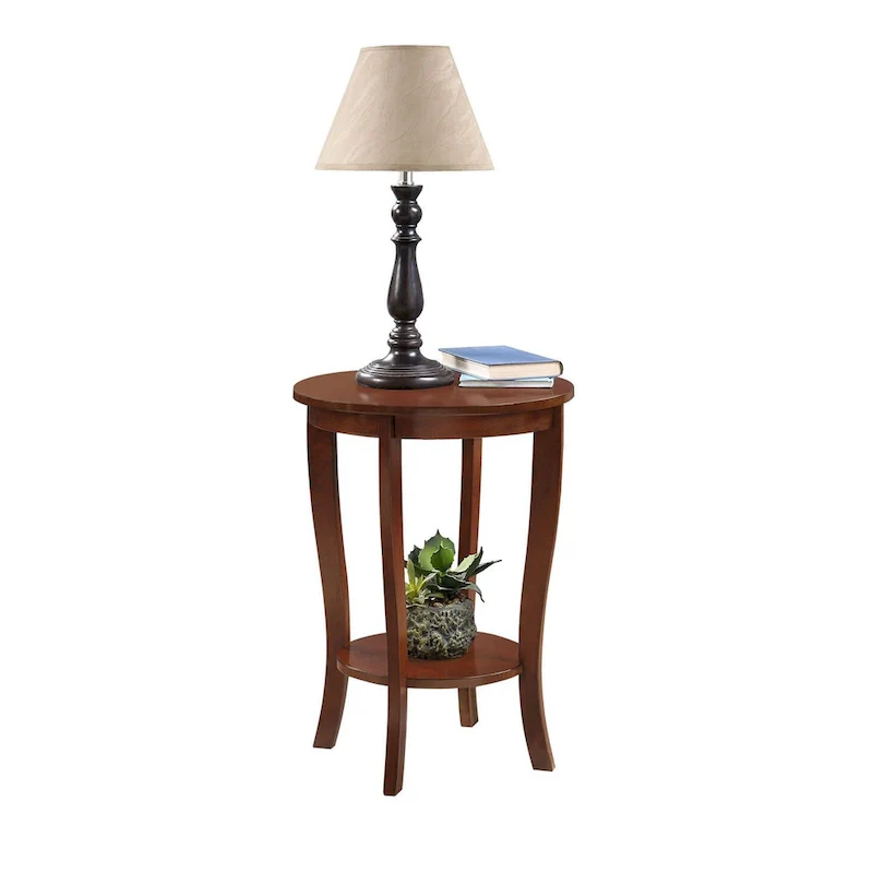 Round End Table with Shelf