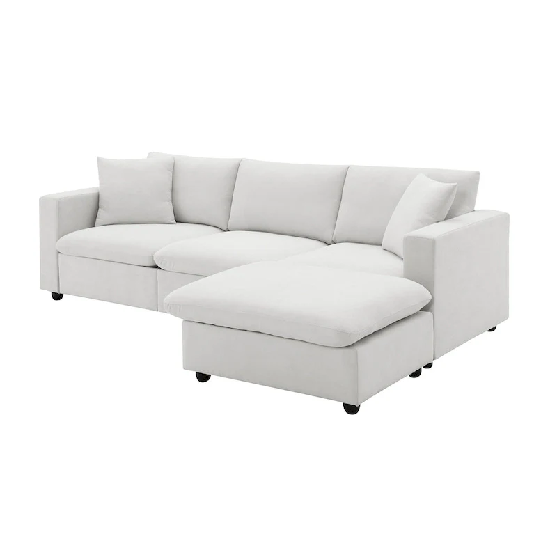 101  L-Shaped Cloud Sectional Sofa with Ottoman & Pocket Springs