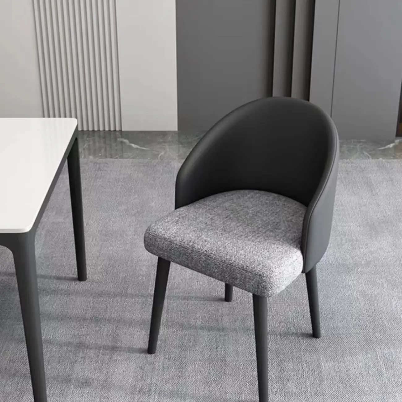 Minimalist Black Upholstered Fabric Dining Chair Low Back