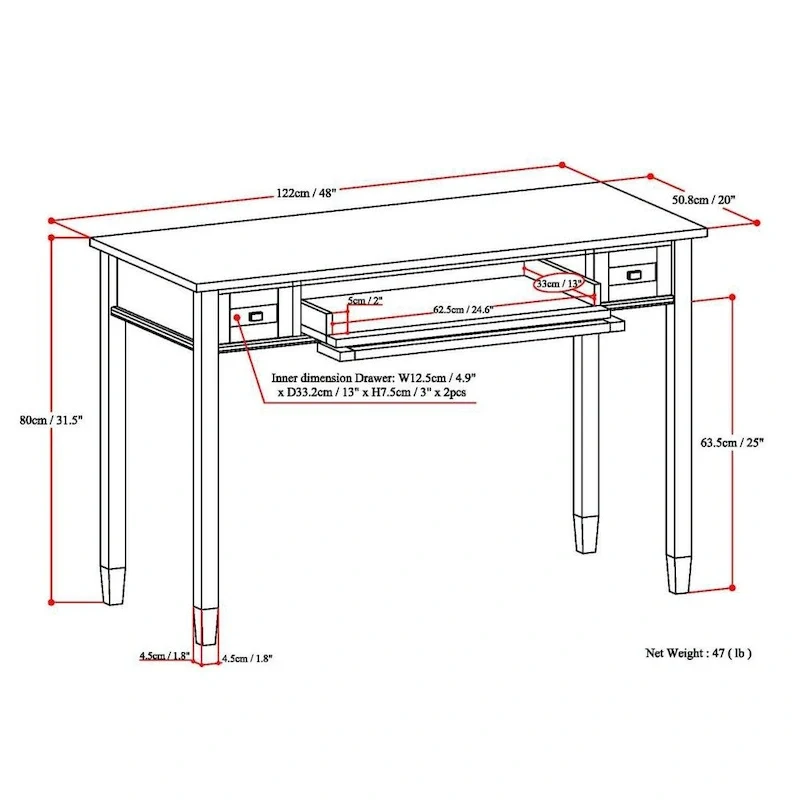 Solid wood transition style desk