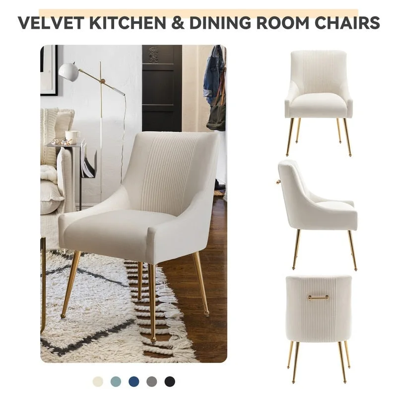 Upholstered Accent Chair Set of 2 with Rear Handle