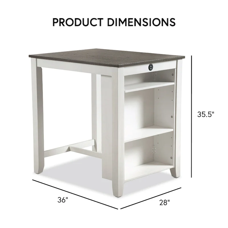 Furniture of America Vesper 3-Piece Counter Height Dining Set with Shelving