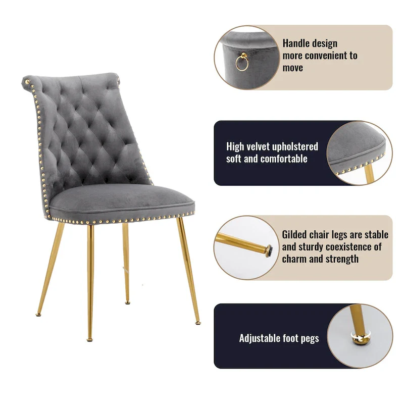 7-Piece Clihome Marble Dining Table with Velvet Chair Dining Chair