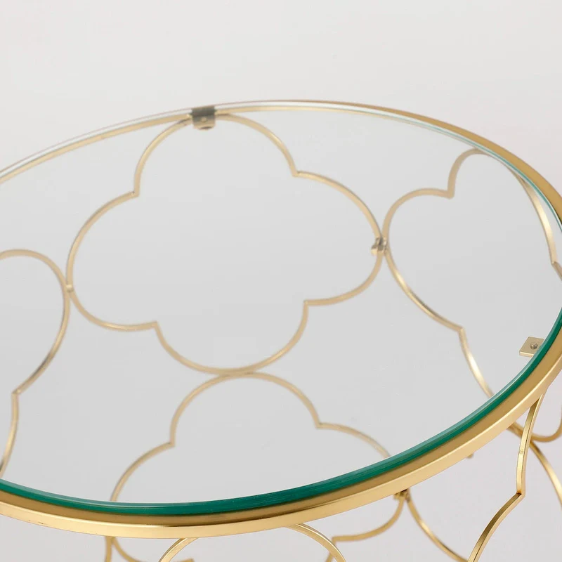Gold Round Glass Coffee Table - Nesting Design
