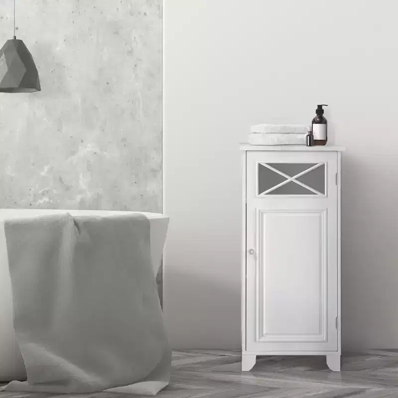 Teamson Home Dawson Freestanding Slim Floor Cabinet, White