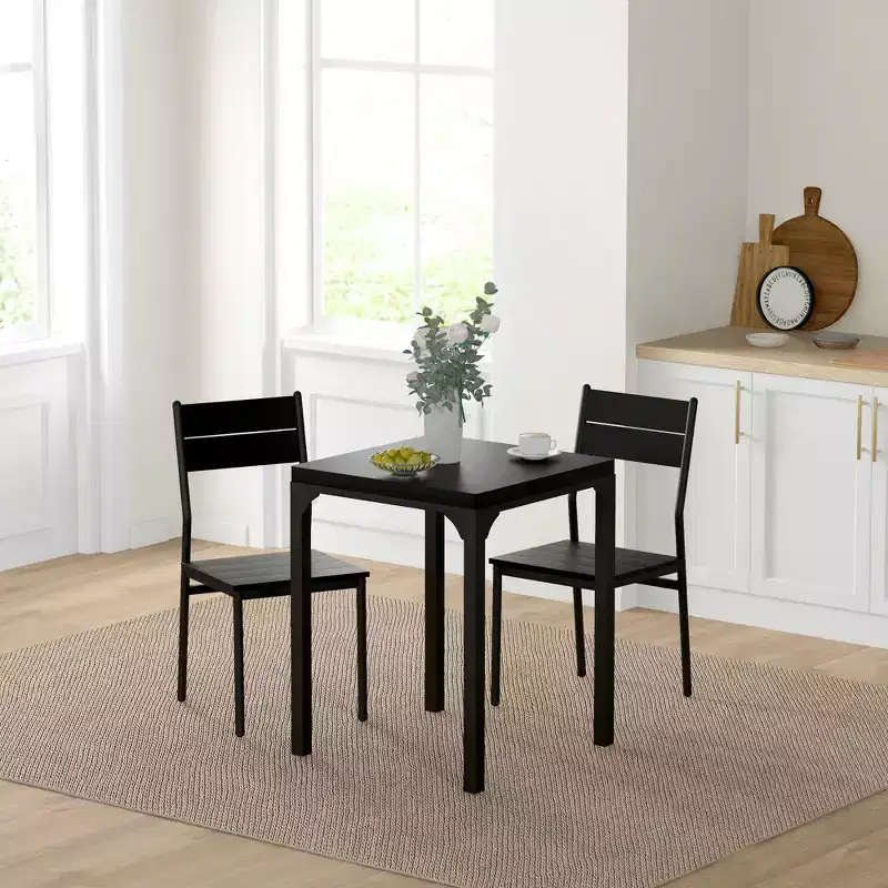 HOMCOM 3 Piece Kitchen Table Dining Set with 2 Matching Chairs & Versatile Design for Small Space