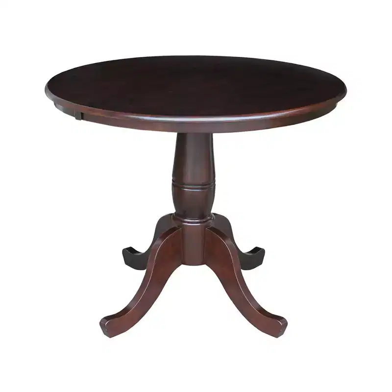36" Round Top Pedestal Dining Table Dark Brown - International Concepts