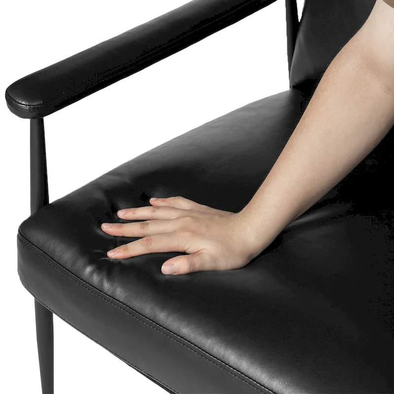 Glitzhome 33.75W Mid-Century Modern Leatherette Armchair With High Back and Padded Arms - 33.75 W x 39.5 H x 28 D