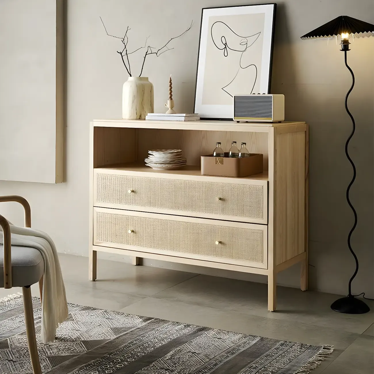 Tropical Natural Wooden Bachelor Chests with Drawers