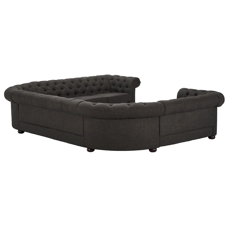 Tufted U-Shaped Sectional Sofa 10-Seater with Scroll Arms