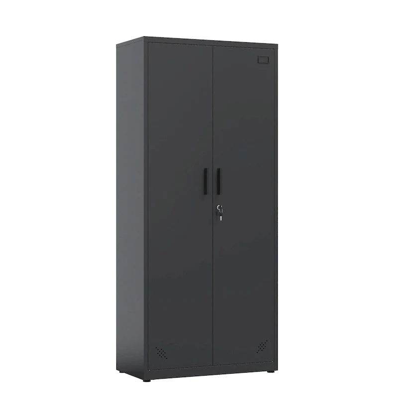 White 2-Door Metal Storage Cabinet with 4 Adjustable Shelves, Single User