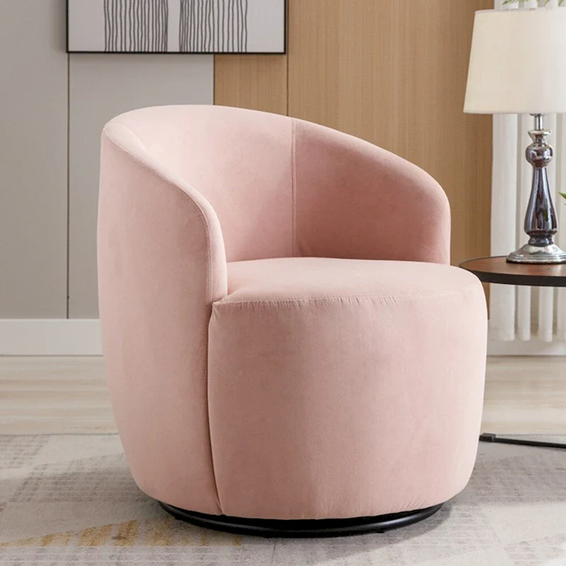 Velvet Swivel Accent Armchair Barrel Chair With Powder Coating Ring