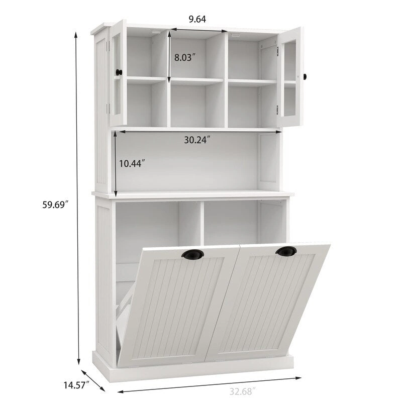 Two-Compartment Tilt-Out Dirty Laundry Basket Tall Bathroom Cabinet