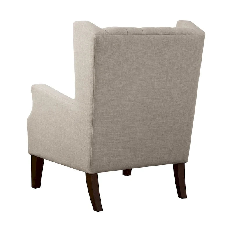 Linen Button Tufted Wing Chair