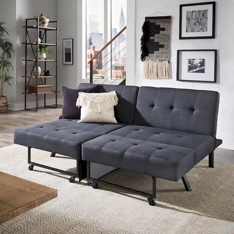 Palatka Full 80   Wide Tufted Fabric Convertible Futon by iNSPIRE Q Classic