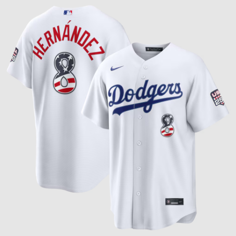Los Angeles Dodgers Enrique Hernández White USA 250 Fourth of July Home Stadium Jersey