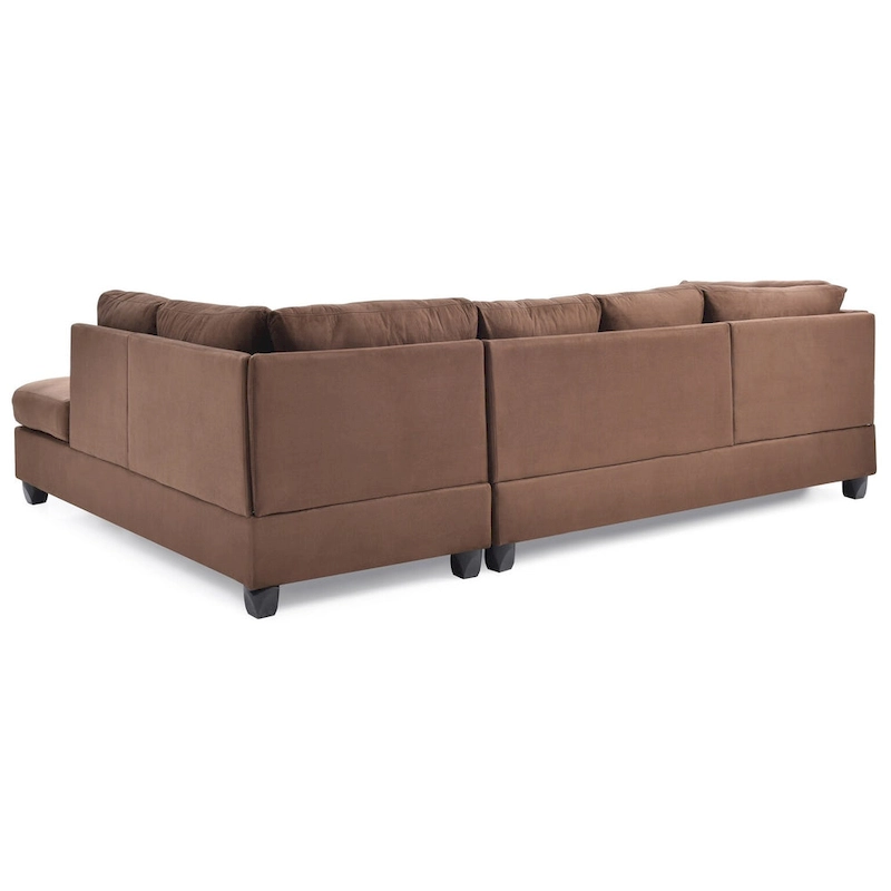 Malone 111 in. Suede 4-Seater Sectional Sofa with 2-Throw Pillow - 111 L x 78 W x 34 H