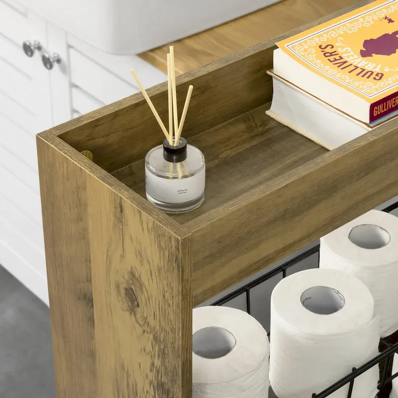 Haotian BZR46-W, Freestanding Bathroom Cabinet with 3-tier Shelf