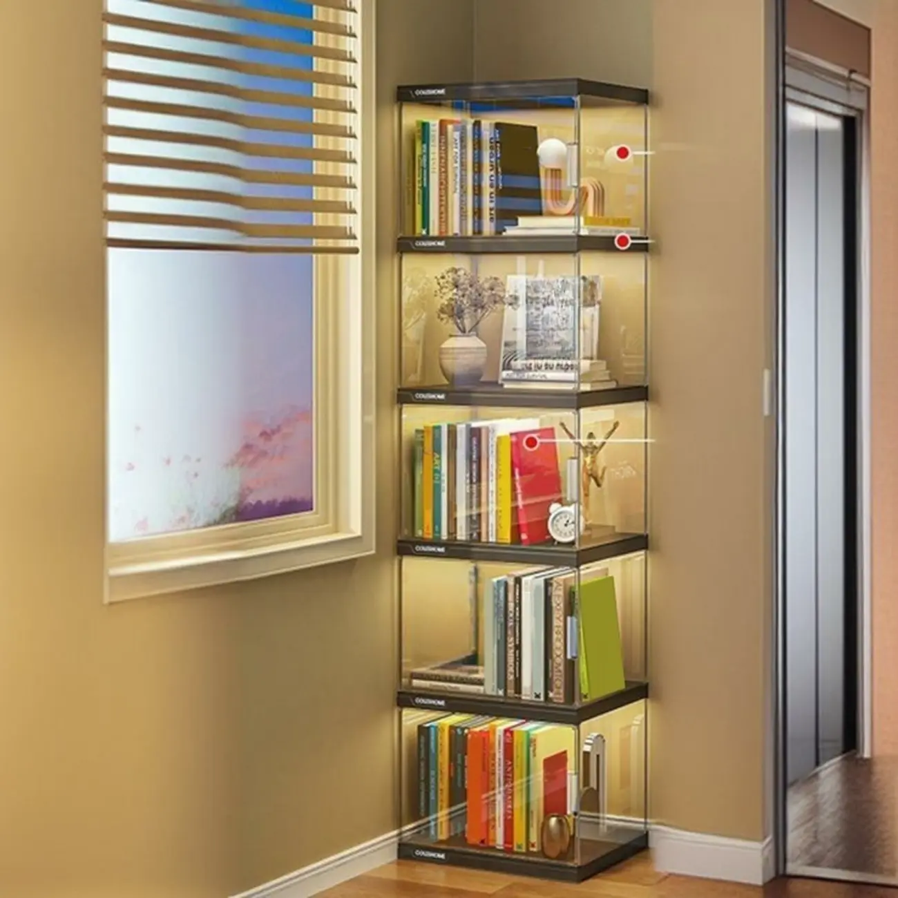 Modern Acrylic 5-Tier Lighted Display Bookcase