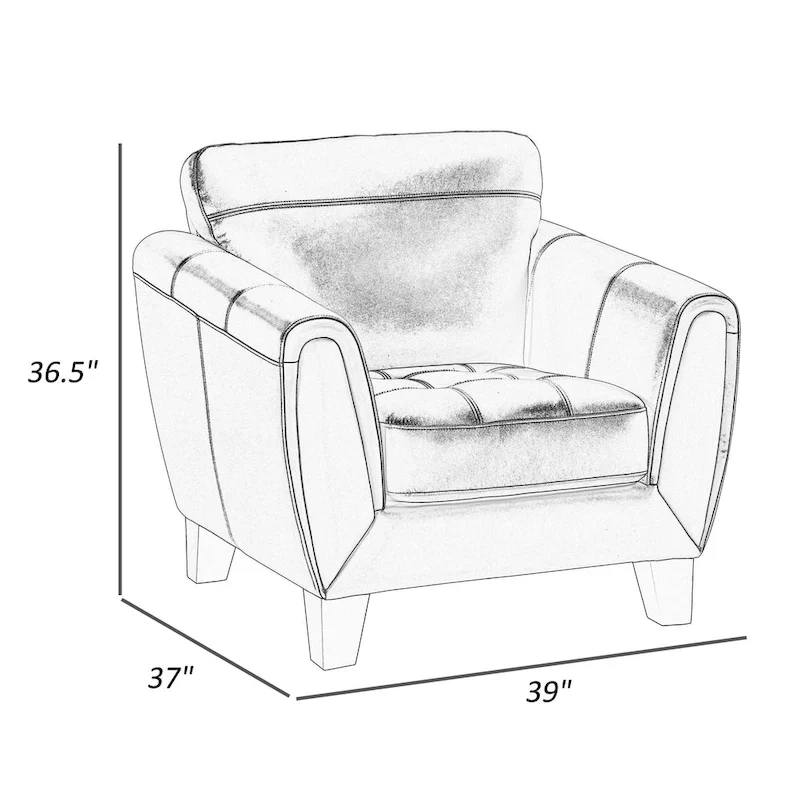 37 Inch Accent Chair, Dark Gray Top Grain and Faux Leather, Solid Wood