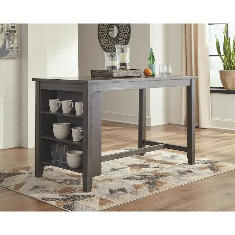 Gray Rectangular Counter Height Dining Table with Storage, Seats 4