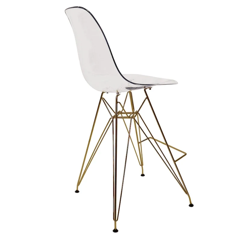 Barstool with Gold Chrome Base and Footrest