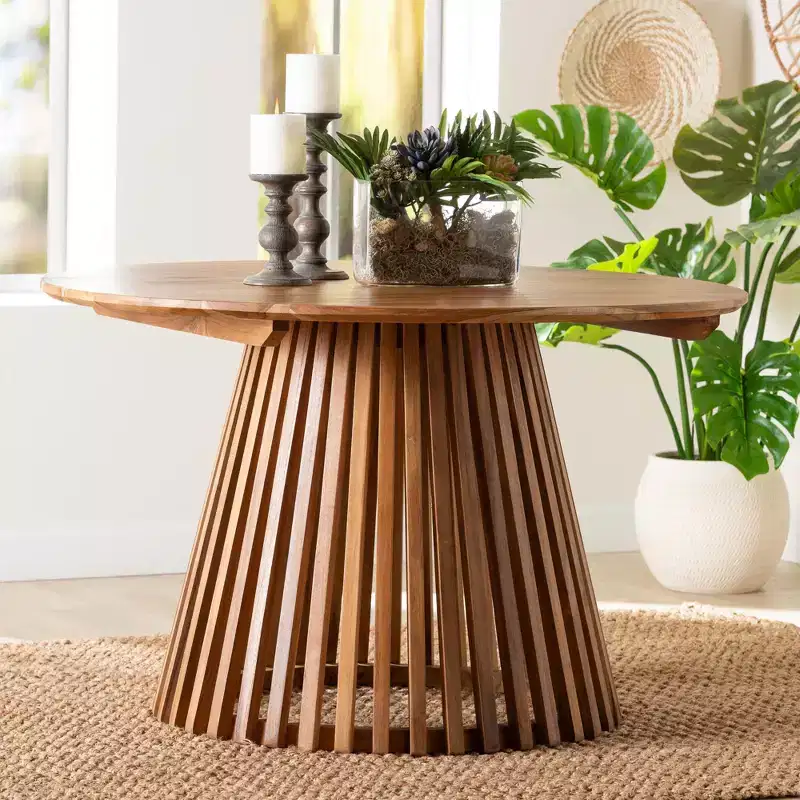 bali & pari Caribic Modern Slatted Acacia Wood Dining Table
