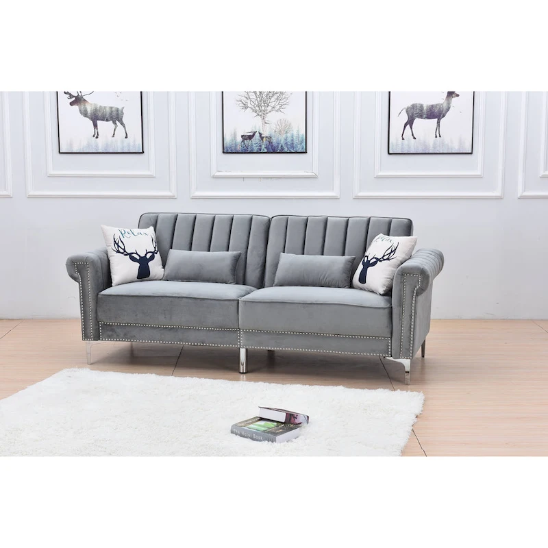 Legend Furniture Covertible Velvet Sofa Bed Sleeper