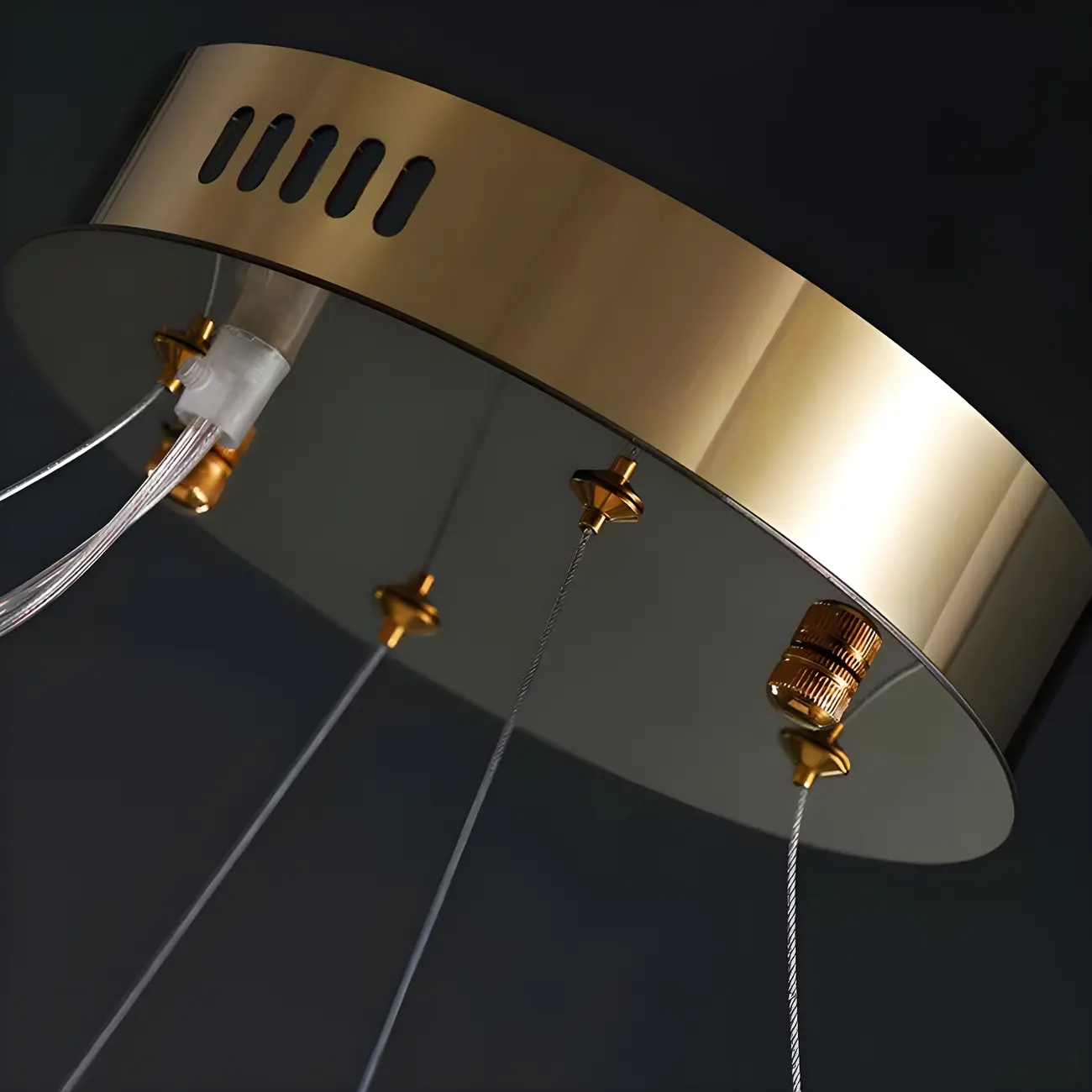 Modern Dimmable Crystal Chandelier Round Gold LED Light