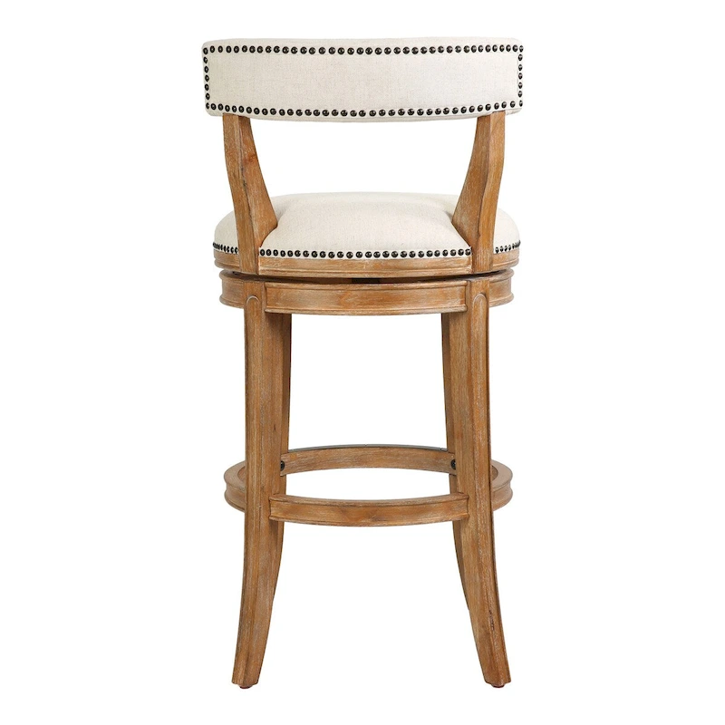 Pasha Wood Swivel Bar Stool with Upholstered Seat and Back