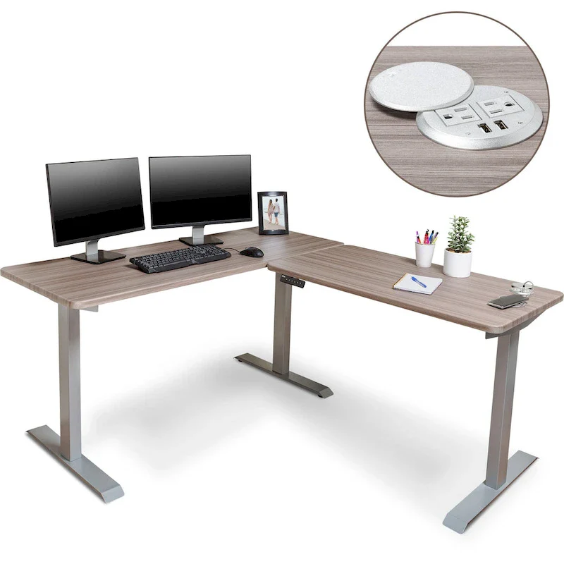 BRODAN Electric Standing Desk, Adjustable Height Office Desk, L Shape
