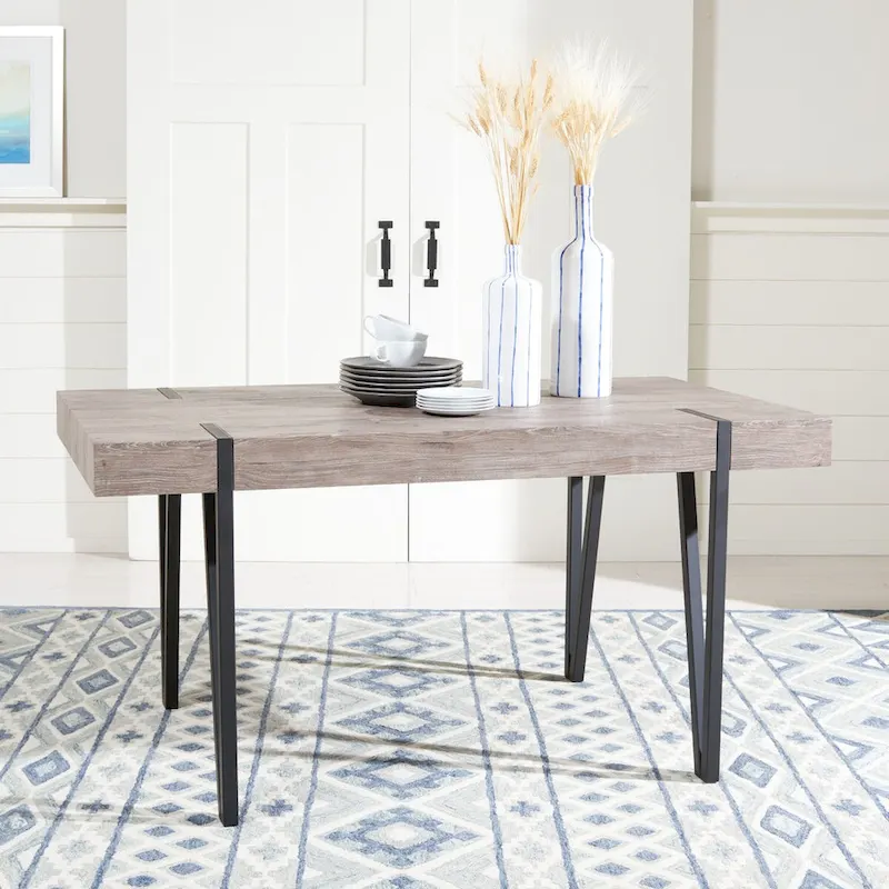 SAFAVIEH Asal Mid-Century Industrial Rustic Dining Room Table - 59.1 W x 35.4 L x 29.5 H - 59Wx35Dx30H