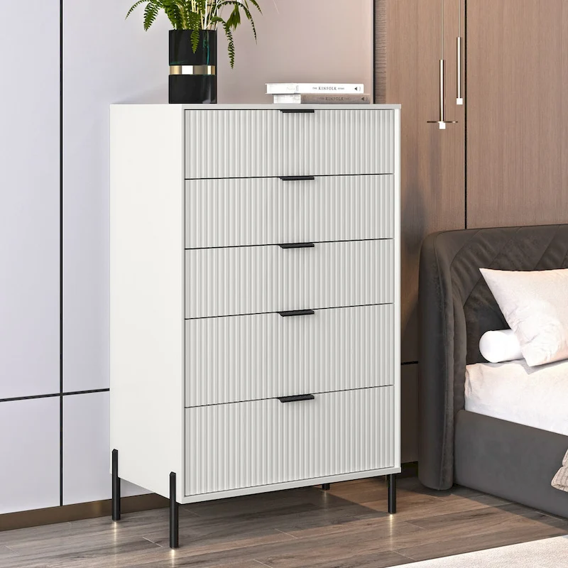 Modern 30 5-Drawer Chest with Metal Handles