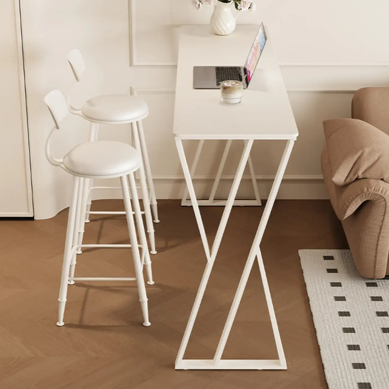 Modern Chalk Slate Metal Twin Pedestal Bar Tables