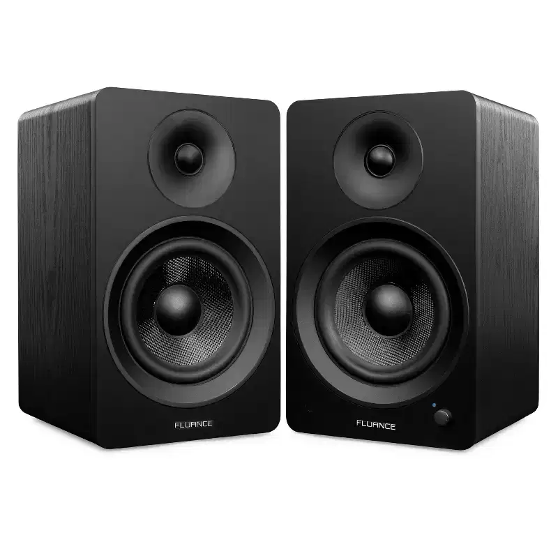 Fluance Ai61 Powered 2-Way 2.0 Stereo Bookshelf Speakers with 6.5 Drivers, 120W Amp for Turntable, TV, PC, Bluetooth
