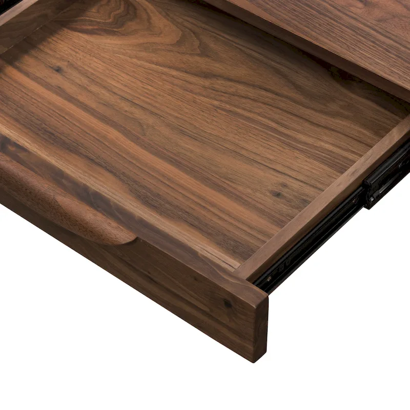Poly & Bark Etta Office Desk - Solid Wood with Two Softclose Drawers