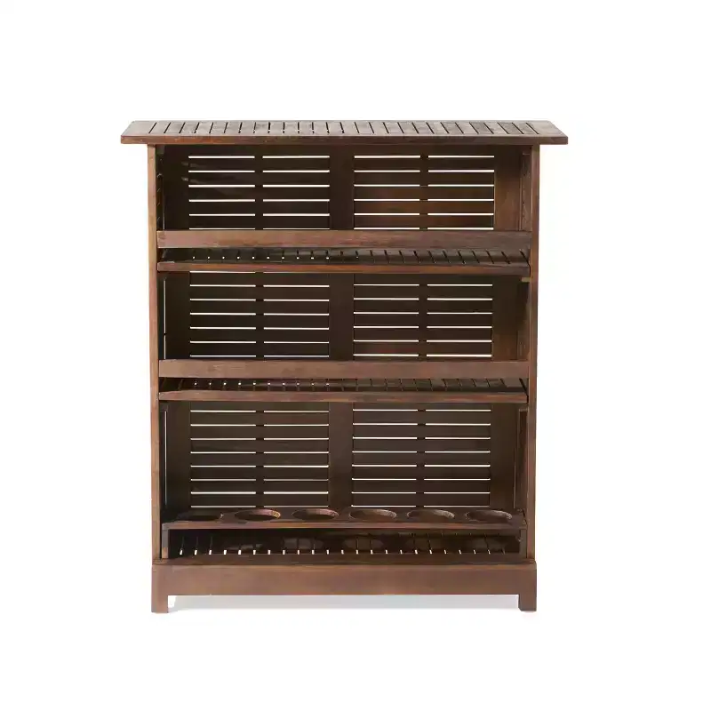 GDFStudio Marion Outdoor Acacia Wood Bar Table, Rich Mahogany