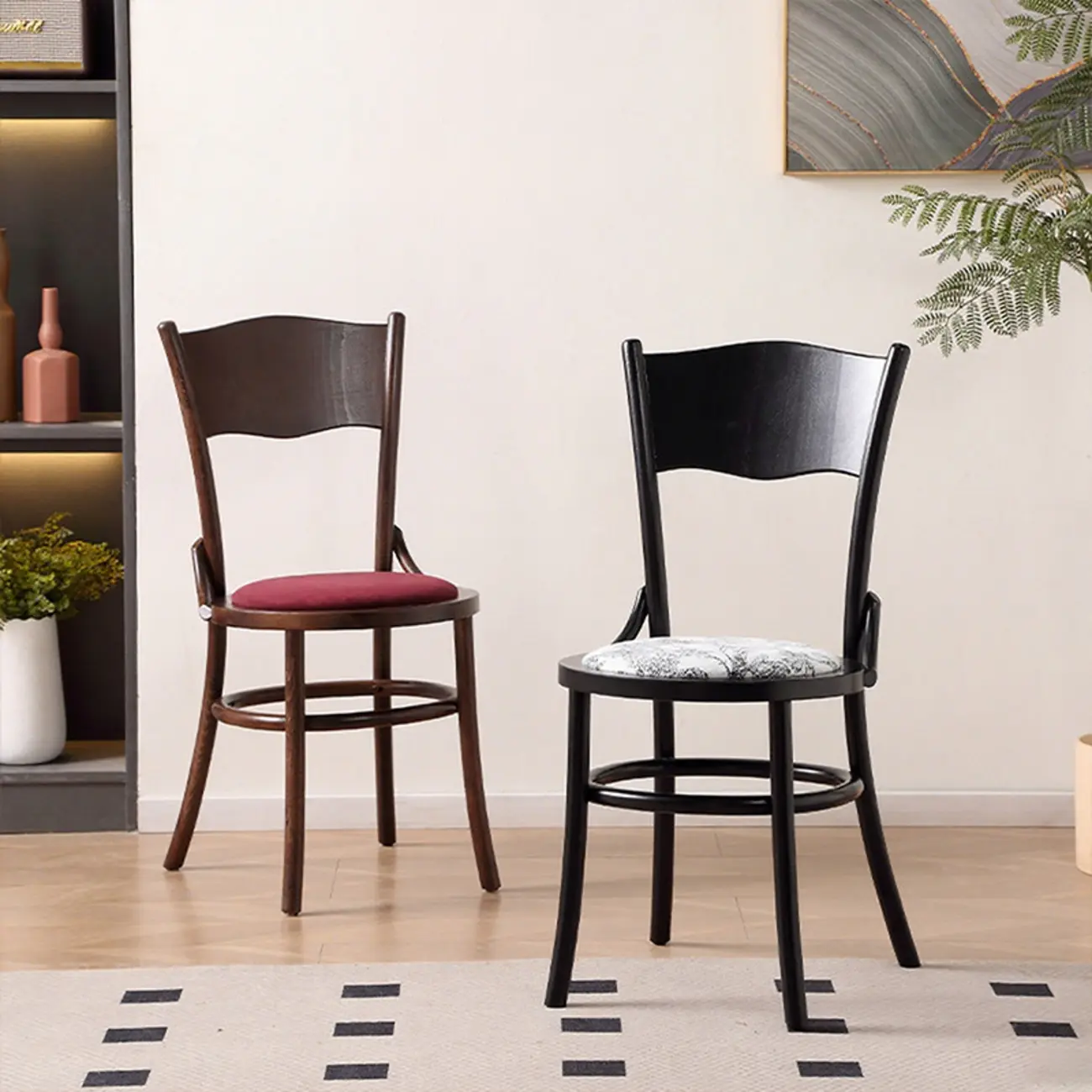 Mid-Century Modern Round Wood Dining Chair