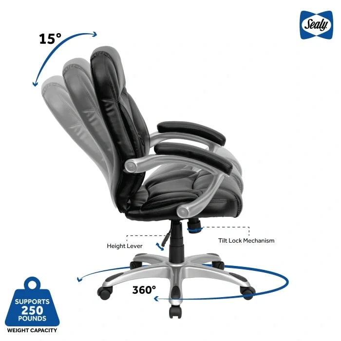 Mid-Back Ergonomic Swivel Office Chair with Padded Armrests