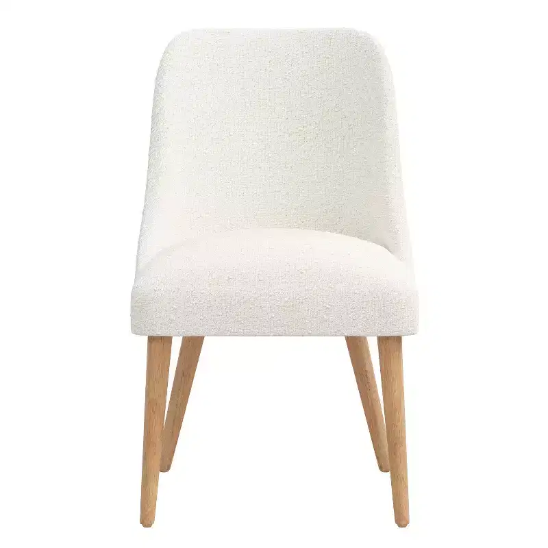 Skyline Furniture Sherrie Upholstered Dining Chair White: Mid-Century Modern, Boucle Fabric, Tapered Legs