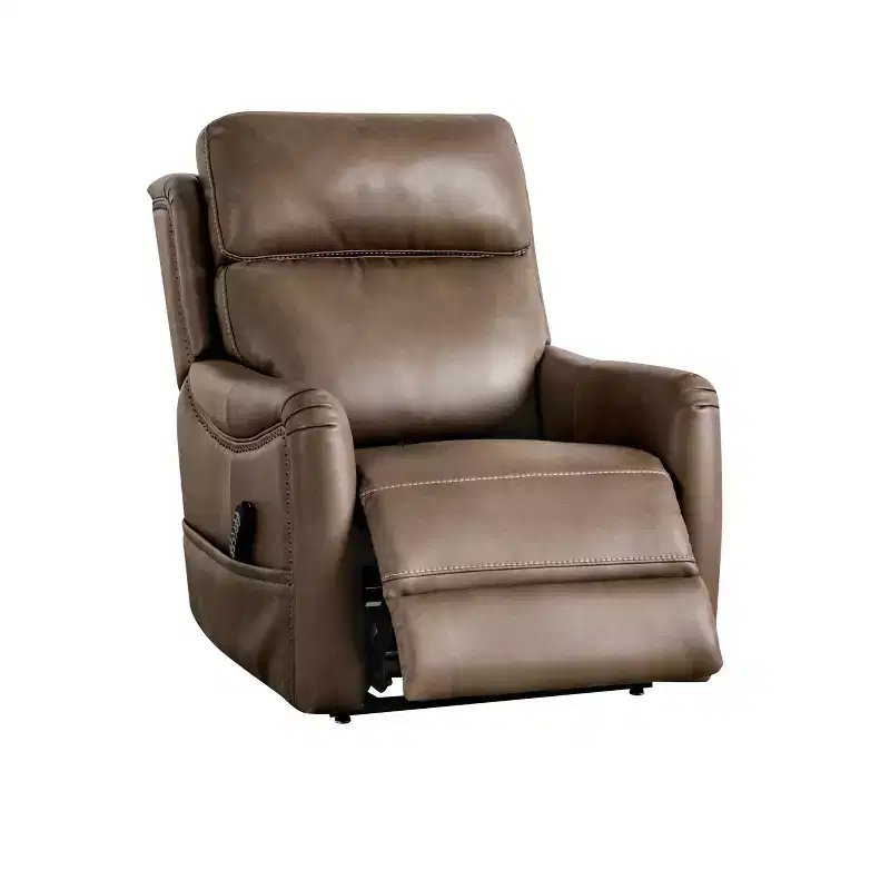 HOMES: Inside + Out Starbright Leatherette Powered Lift Chair Recliner with Zone Heating and Patented Footrest Extension Brown