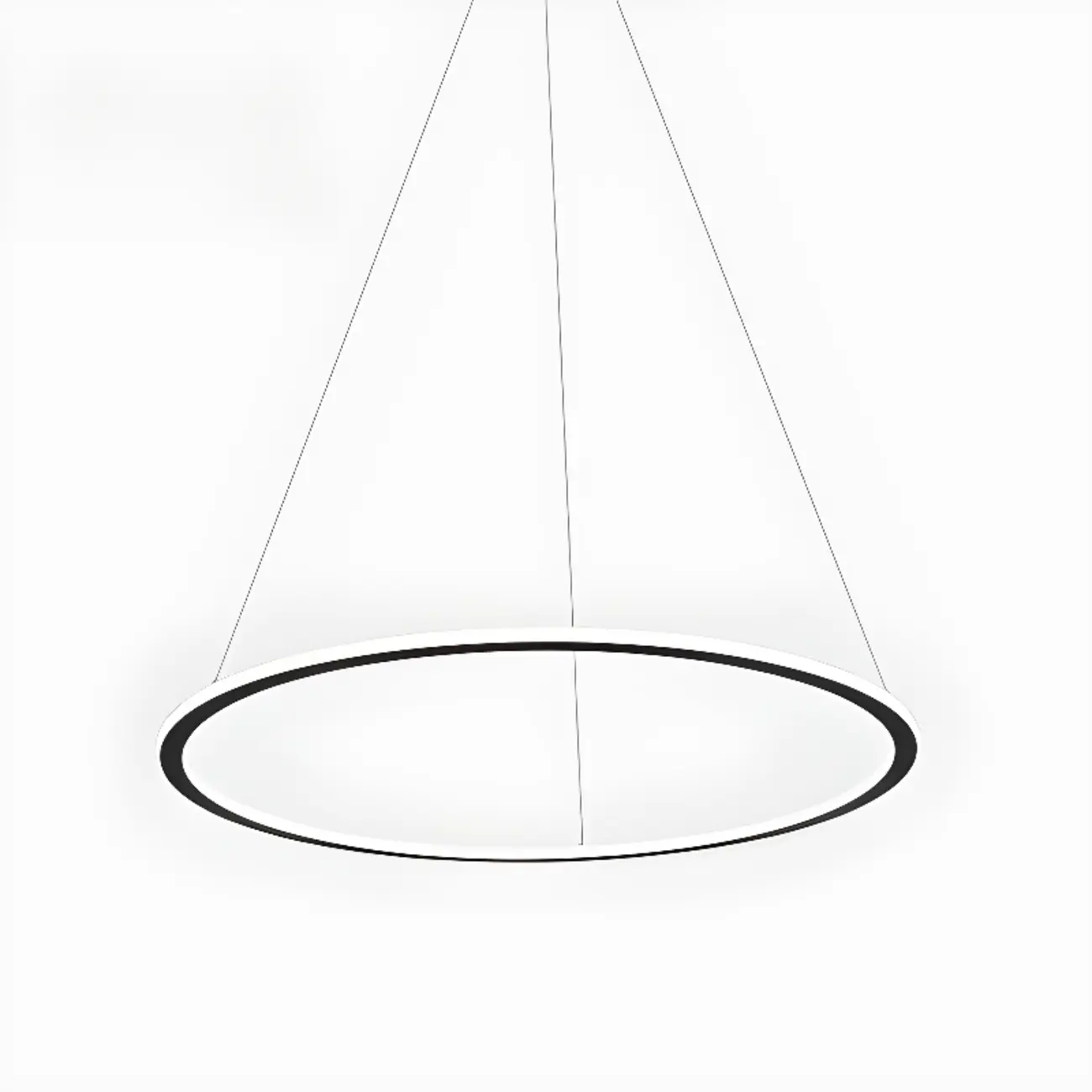 Modern Minimalist LED Metal Black Circular Ring Chandelier