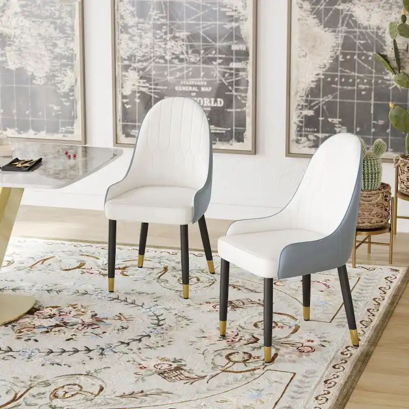 set of 2 Modern PU Leather Dining Chairs