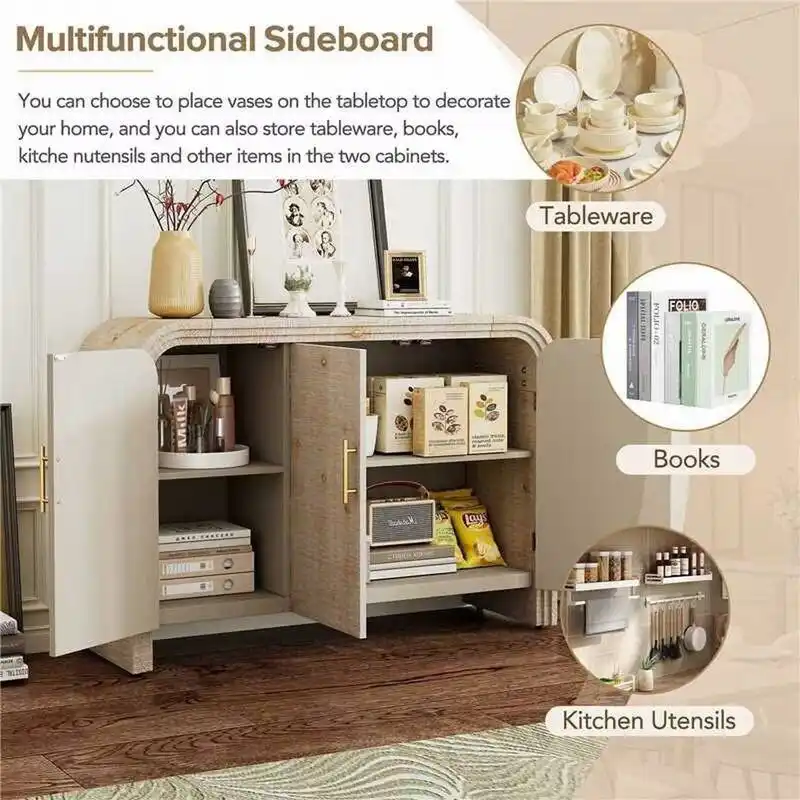 47.2 W Sideboard with Gold Handles and Adjustable Dividers - N/A