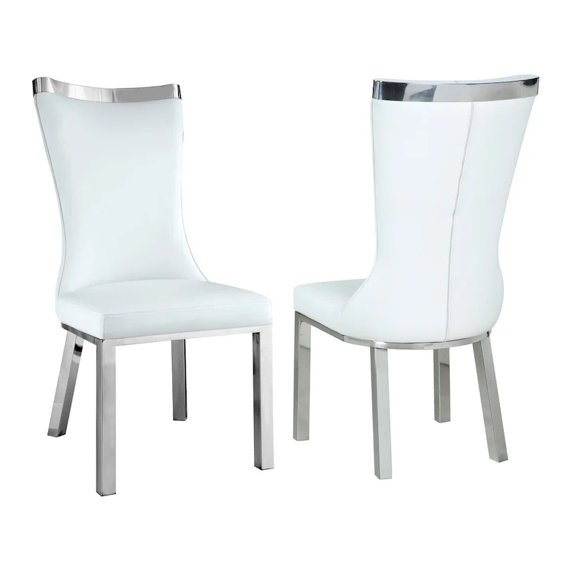 Somette Amelia Curved Back Dining Chair in White, Set of 2 - N/A
