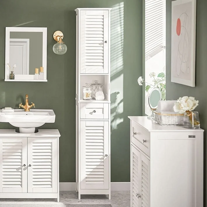 Haotian FRG236-W, Bathroom Tall Cabinet Storage Shelf