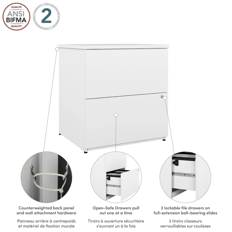 Logan 28W 2 Drawer Lateral File Cabinet by Bestar