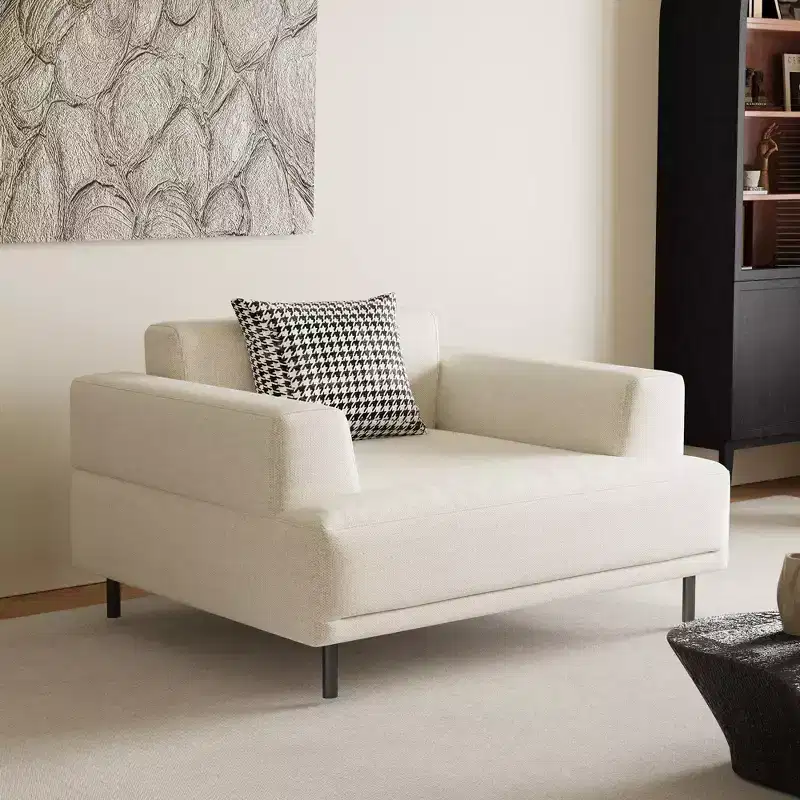 Luck Live Modern Breathable Cotton-Linen Fabric Sofa, couch,Solid Wood Frame, High-Elastic Sponge Seat Cushion Light Beige